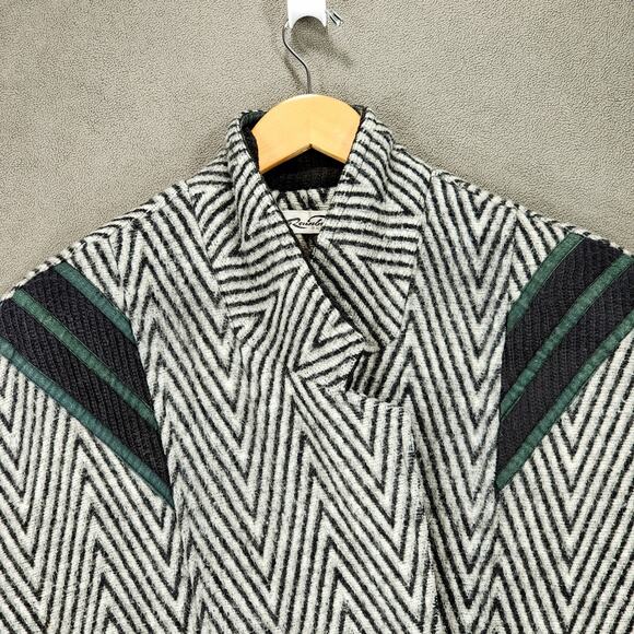 Vtg 80s Tweed Chevron Coat M/L* Women Zigzag Shoulder Pads New Wave Androgynous - Picture 8 of 15